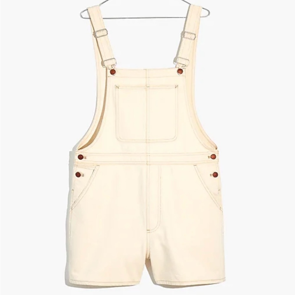 Madewell Cream Jean Shorts Overalls